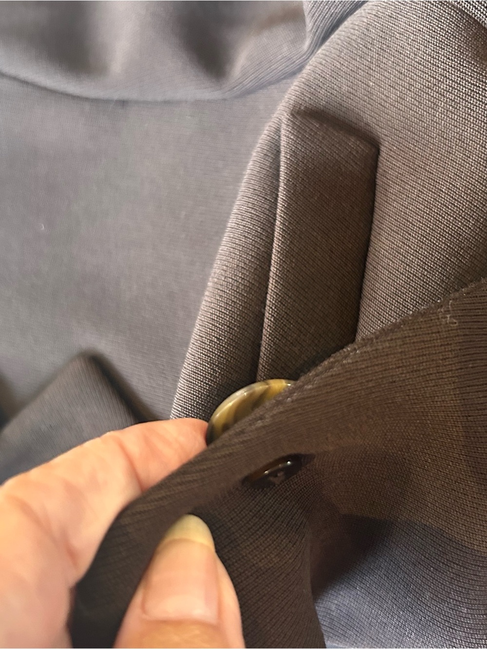 Vintage Lauren Ralph Lauren Wool Long Blazer Brown Leather Collar Equestrian 12 - Picture 12 of 13